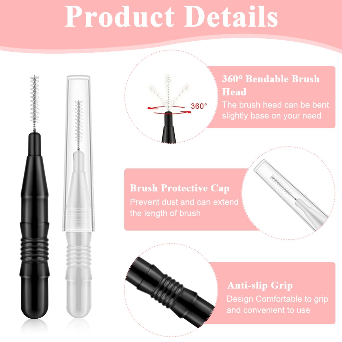 MAYCREATE 20pcs Eyebrow Brush for Women, Micro Lash Mascara Brush With Cap, Eyelashes Spoolie Brush for Mascara Cream, Eyelash Lift Extensions Applicators, Brow Clean