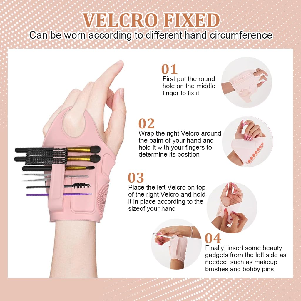 MAYCREATE Multi Makeup Tool Organizer Wristband Professional Makeup Artists Supplies Foundation Palette Wearable Silicone Makeup Assistance Makeup Tool Organizer for Makeup Brushes, Clips