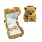 MAYCREATE Ring Box for Gifting with 56x46x38mm Compact Design and Soft Plush Brown Bear | Jewelry Storage