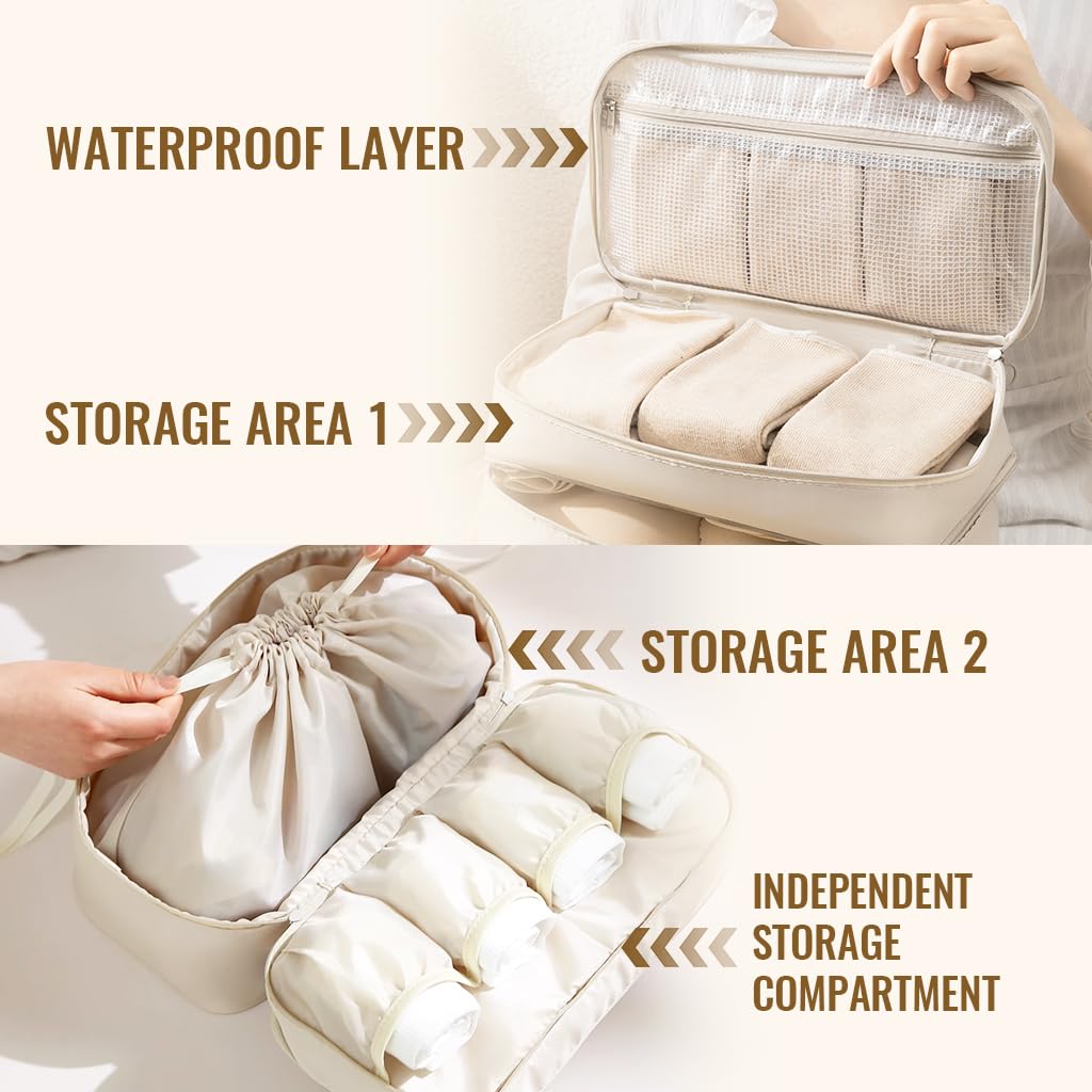 MAYCREATE Bra Organizer for Travel with Double Layer Design and Waterproof Oxford Cloth