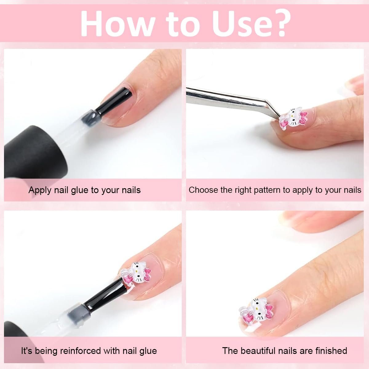 MAYCREATE 3D Nail Decals for DIY Nail Art with 70 Pcs & 7 Designs | Resin Cartoon Charms