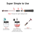 MAYCREATE Makeup Brush Cleaner for Quick Cleaning with 8 Collars and USB Plug | Pink Cup