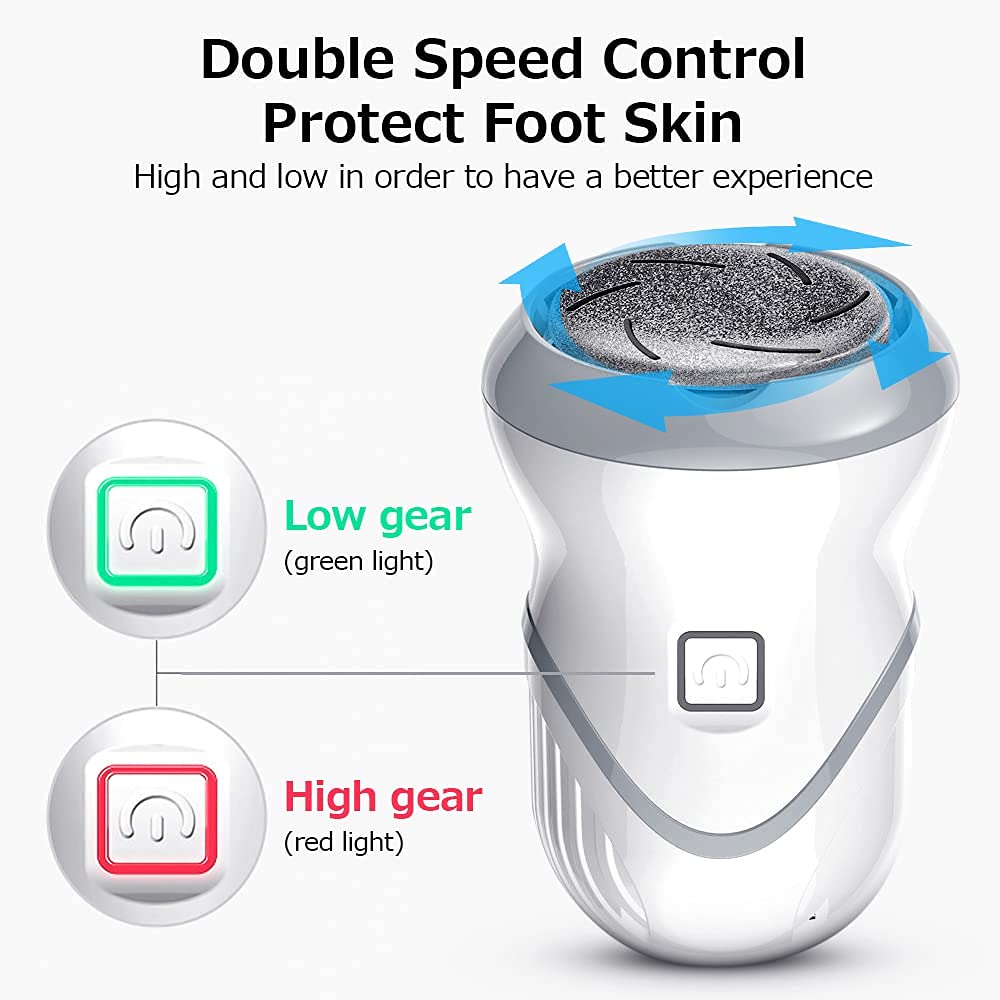 MAYCREATE Callus Remover for Foot Care featuring 2000 rpm Micro Abrasion and Built in Vacuum | USB Rechargeable 500mAh Battery