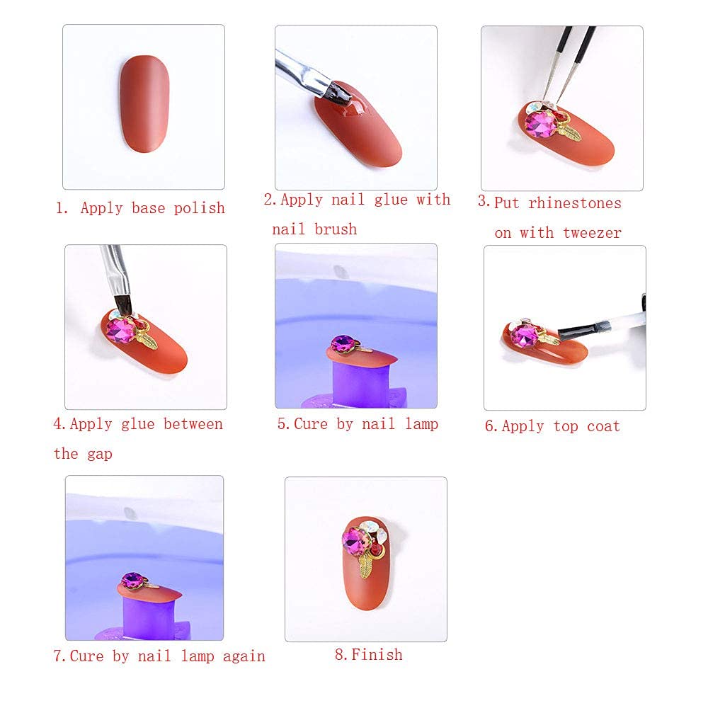 MAYCREATE 6 Boxes Mixed Nail Art Rhinestones Diamonds Crystals Beads Gems with Tweezer for 3D Nails Art Decoration Nail Art Supplies