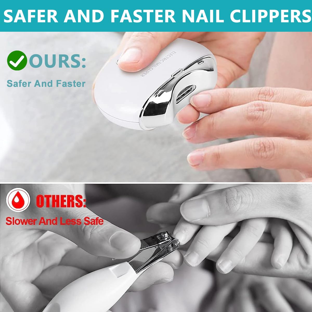 MAYCREATE Electric Nail Clipper with UV Light, USB Rechargeable Electric Nail Clipper with 3 Speeds Anti-splash Electric Nail Trimmer with Nail Dust Bin for Safe Electric Nail Clipper for Baby