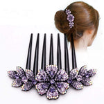 MAYCREATE Hair Clips with Flower Comb Pins for Women featuring Acrylic Body 12 x 11 x 5cm | Dark Purple Bridal Barrette