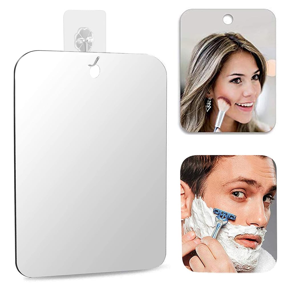 MAYCREATE Anti-Fog Shaving Mirror for Bathroom with 6.81in HD Acrylic Surface | Wall Hanging and Handheld Use