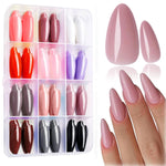 MAYCREATE 12 Colors Press on Nails Almond, Press on Nails Glossy Stiletto Oval Colored Fake Nail Tips Full Cover Artificial Fingernails (Not include Glue)