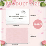 MAYCREATE 200 Counts Oil Absorbing Sheets for Face, Facial Flax Blotting Paper, Natural Rose Oil Absorbing Tissues for Oily Skin, Oil Control Film - 9x6cm