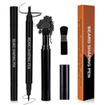 MAYCREATE® Beard Pencil Filler for Men Dual Tip 2 in 1 Beard Pencil with Beard Filler Powder for Beard Styling, Sweat Proof Beard Pencil Filler Mustache Kit for Men Beard, Mustache, Eyebrows (black)