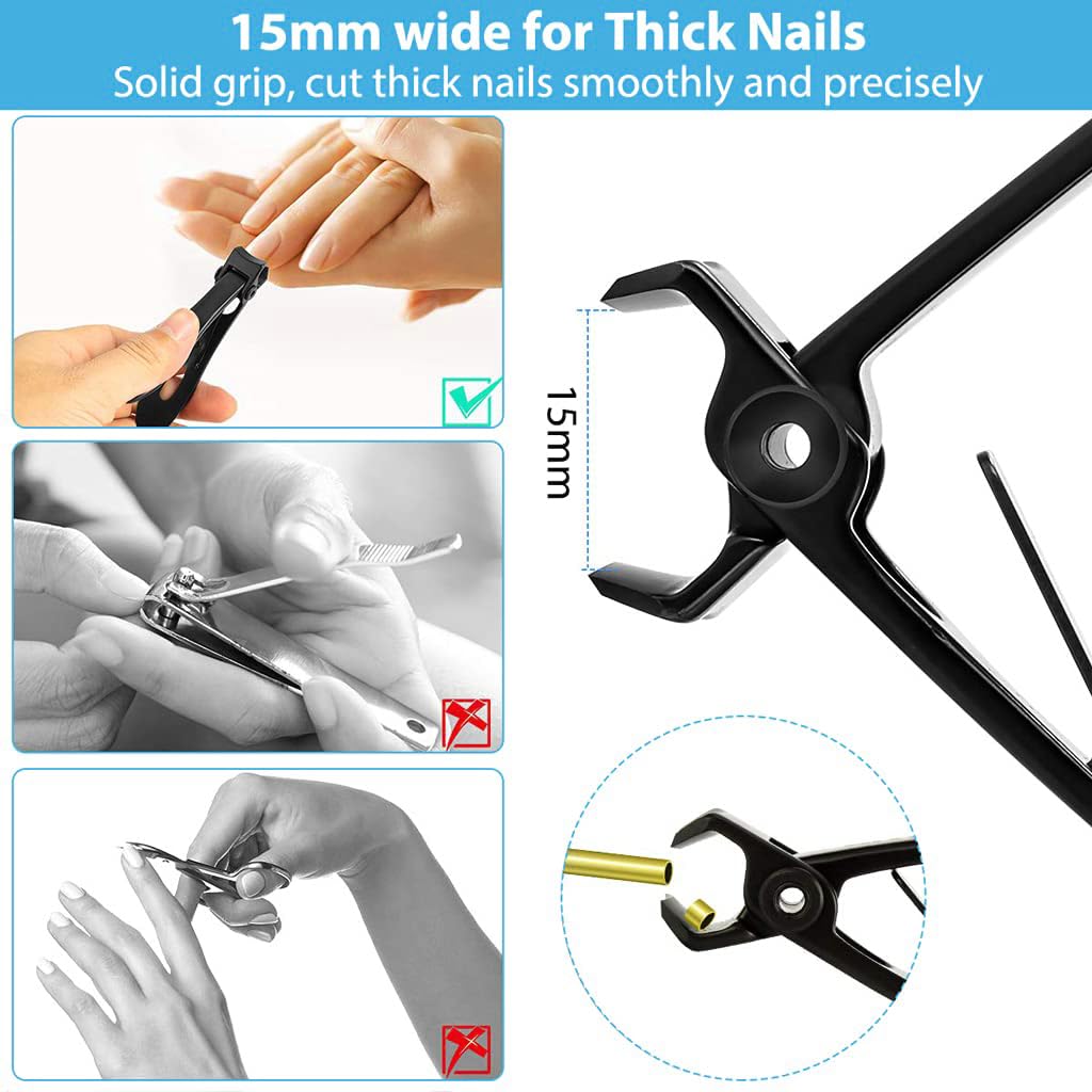 MAYCREATE Nail Cutter for Adults with Nail File, Nail Clipper Stainless Steel Nail Trimmer for Tough Nails Thick Nails, Anti-splash Manicure Kit