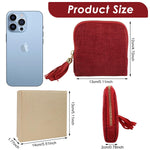 MAYCREATE Jewelry Storage Pouch for Travel with Tassel Zipper 13x11.5cm | Red Organizer