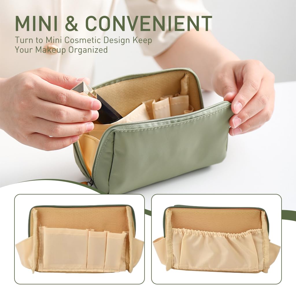 MAYCREATE Makeup Pouch Bag Set for Travel with Dual Zipper and Inner Pockets | Waterproof Polyester 2Pcs 18x14x5cm