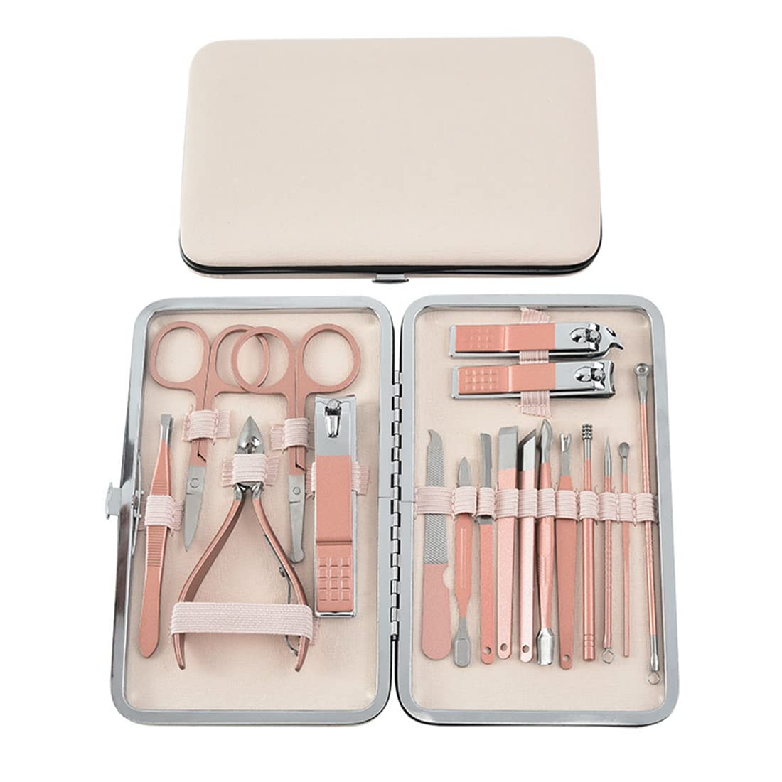 MAYCREATE Stainless Steel Nail Kit for Women featuring 18 Pieces with Travel Case | Manicure and Pedicure Set