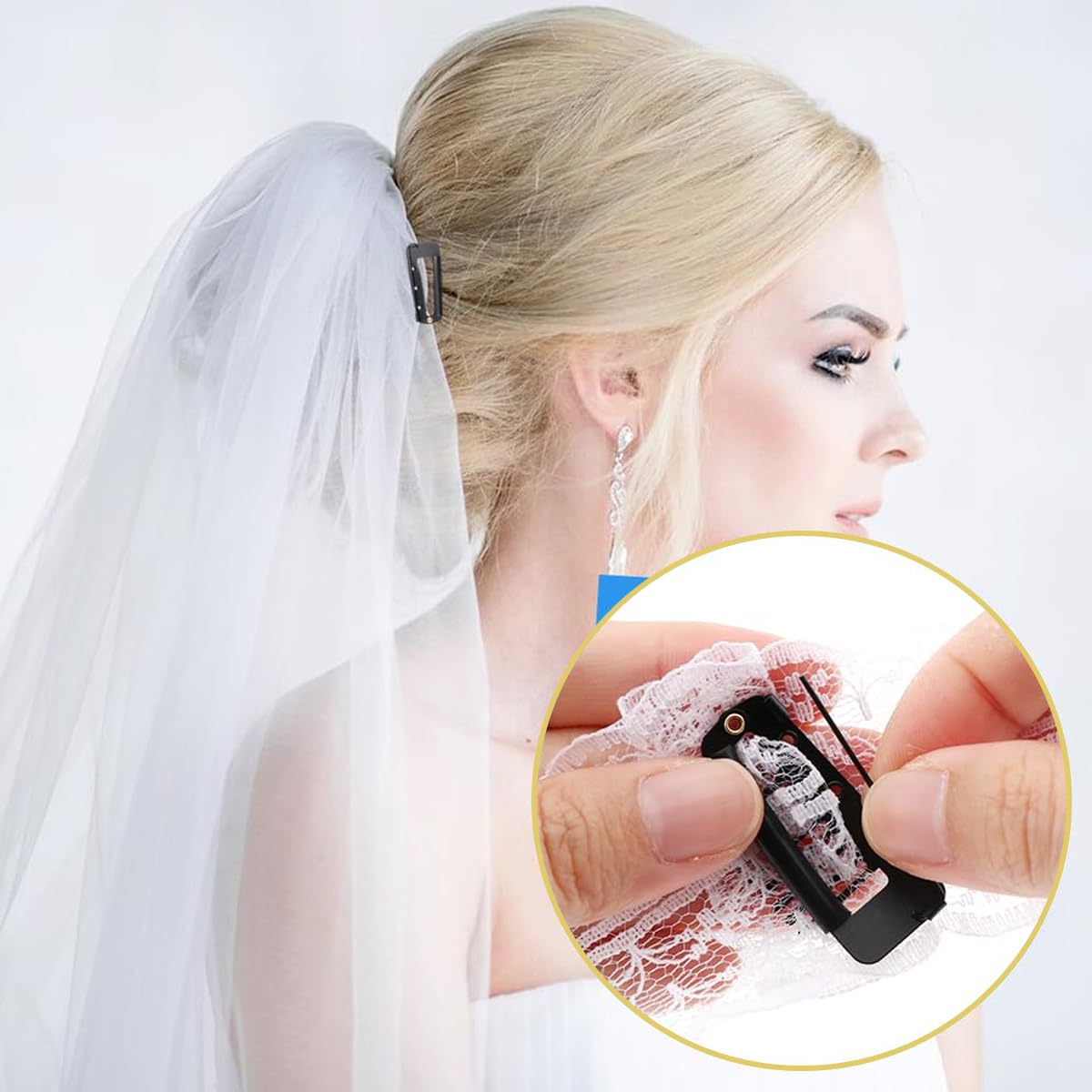MAYCREATE Dupatta Clips for Brides 6pcs with Strong Grip Stainless Steel Pins | Secure Veil Fixing