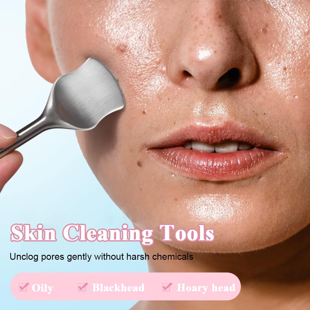 MAYCREATE Pore Prep Tool for Facial Blackhead Removal with Dual Head Stainless Steel | Travel Friendly