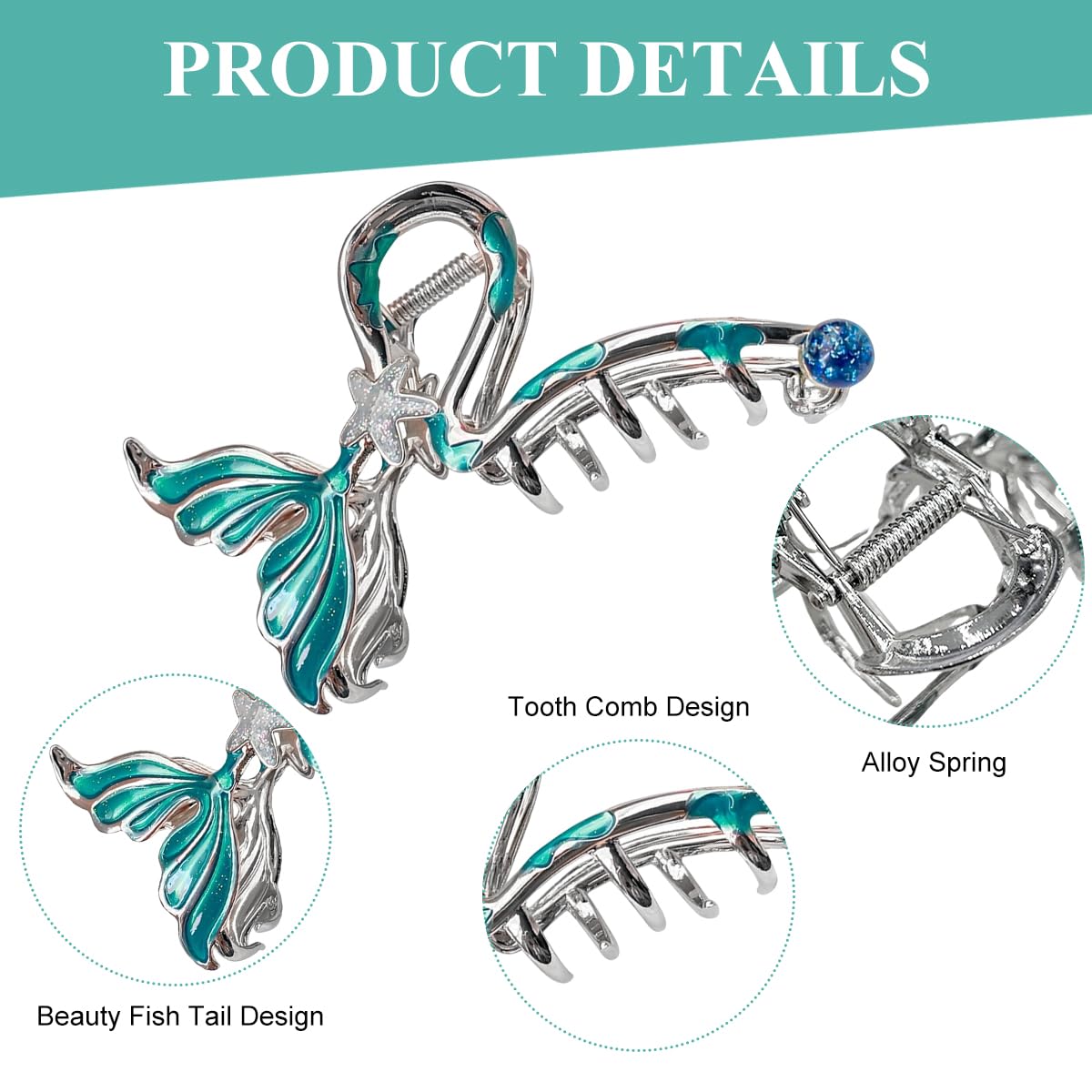 MAYCREATE Hair Claw Clip for Women with Mermaid Tail Design and Silver Alloy Finish | Elegant Styling Accessory