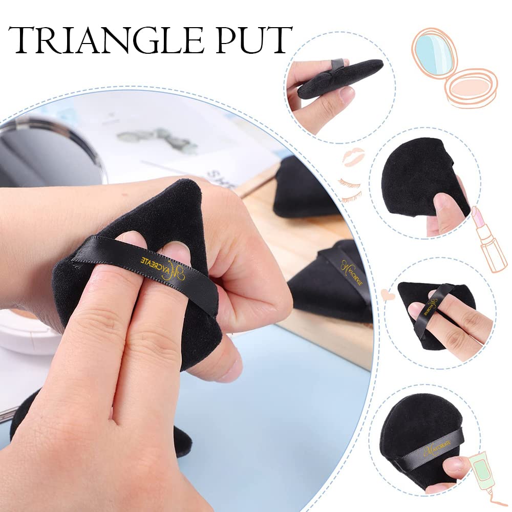 MAYCREATE Triangle Powder Puff for Face and Body Powder 10pcs Set | Soft Cotton Velour Reusable Sponges