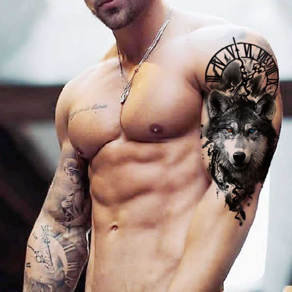 MAYCREATE Temporary Tattoo Stickers for Men with 38 Sheets Waterproof Beast Designs | DIY Body Art