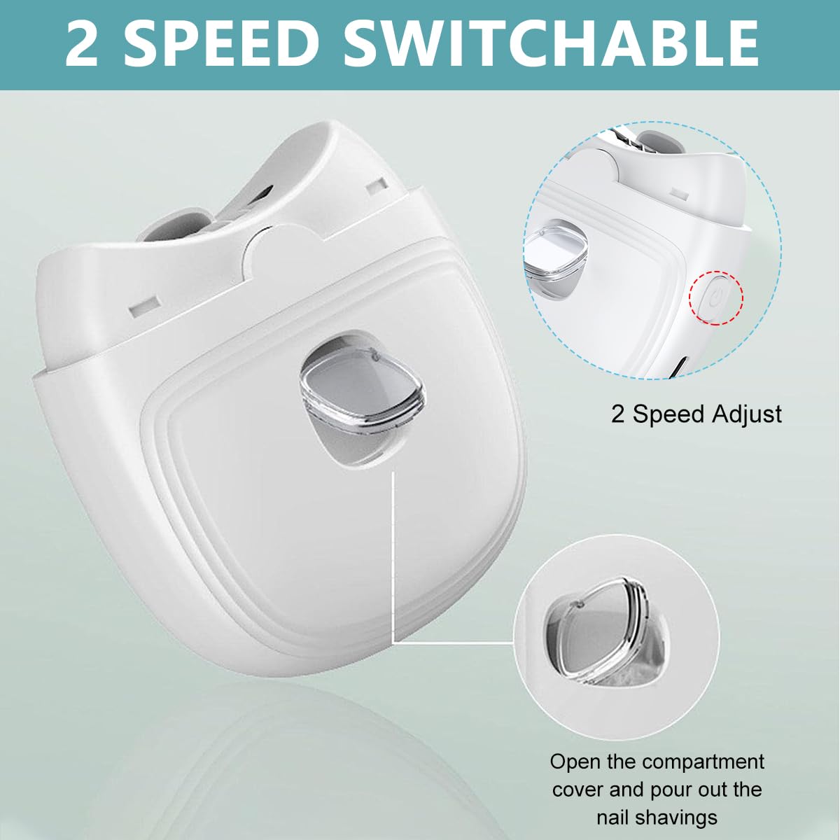 MAYCREATE Baby Nail Trimmer For New Born Electric Nail Clipper with LED Light, USB Rechargeable Nail Trimme For Baby with 2 Speeds Anti-splash Nail Dust Bin