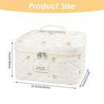 MAYCREATE Makeup Bag for Travel and Everyday Use with 25x15x16cm Capacity | Soft Cotton Floral Organizer