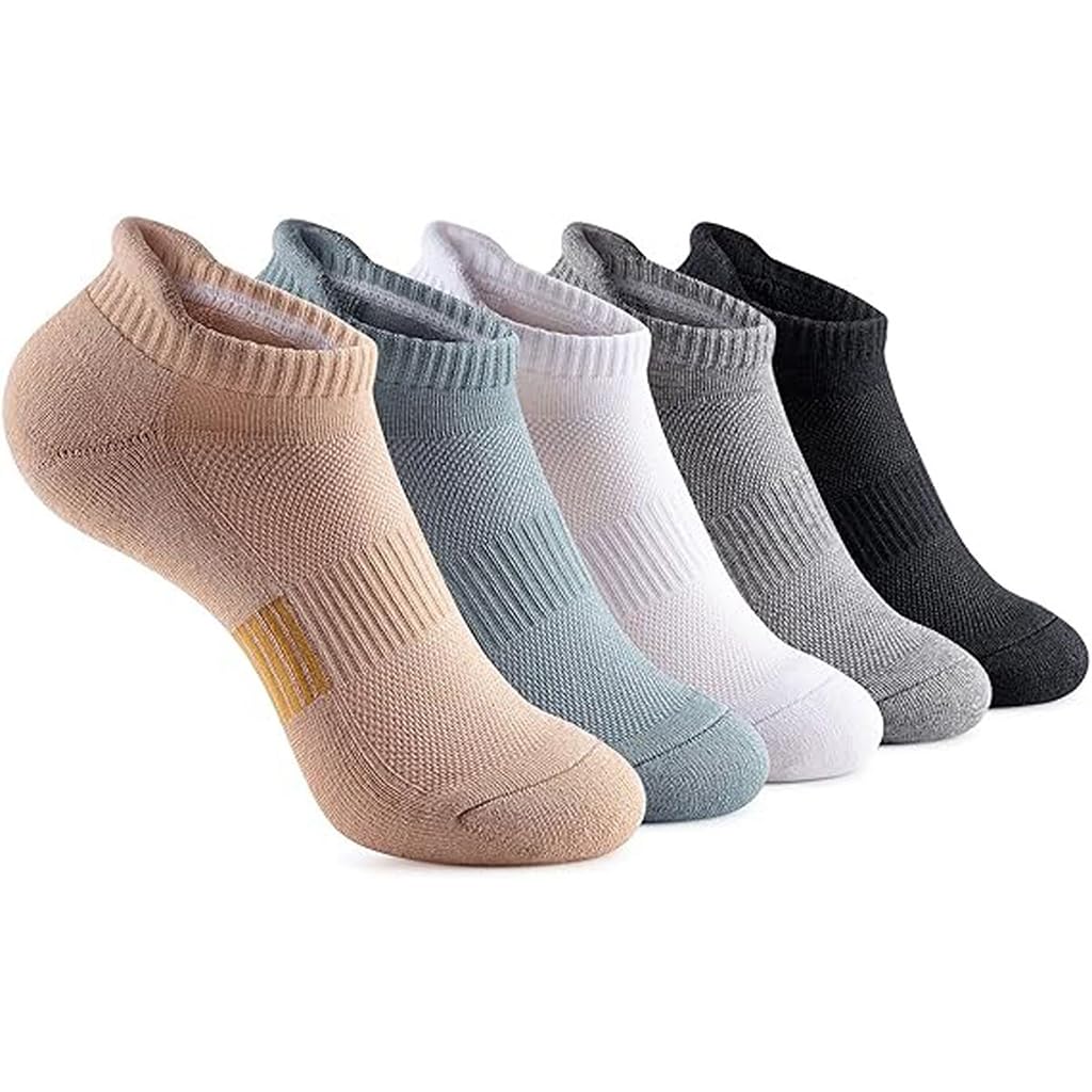 MAYCREATE Men's Running Ankle Socks for Summer Wear with Breathable Cotton Blend | 5 Pairs
