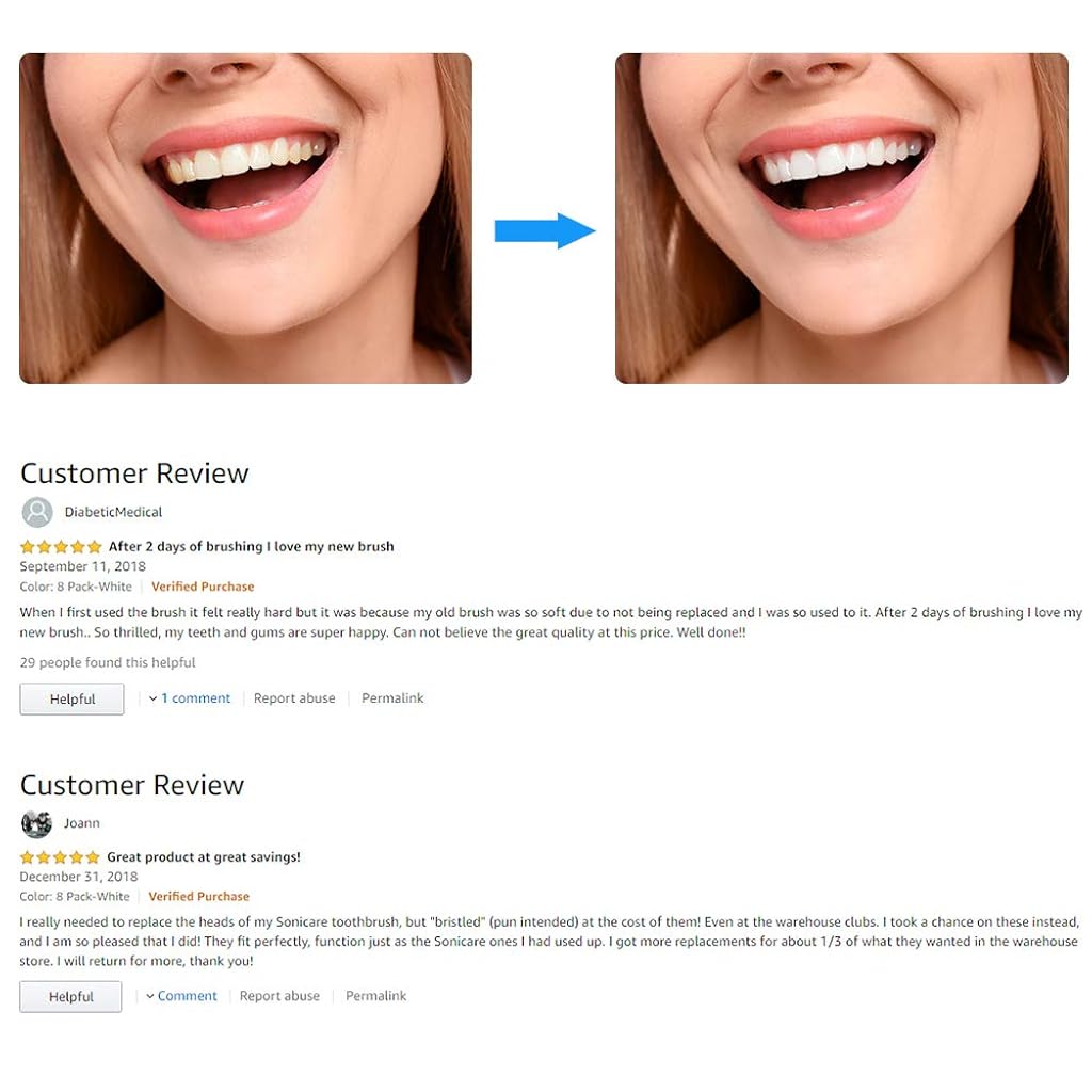 HANNEA 8 Pack Replacement Brush Heads Compatible with Philips - Toothbrush Heads for DiamondClean, Protectiveclean HX6100/hx9003 HealthyWhite, EasyClean, Gum Health