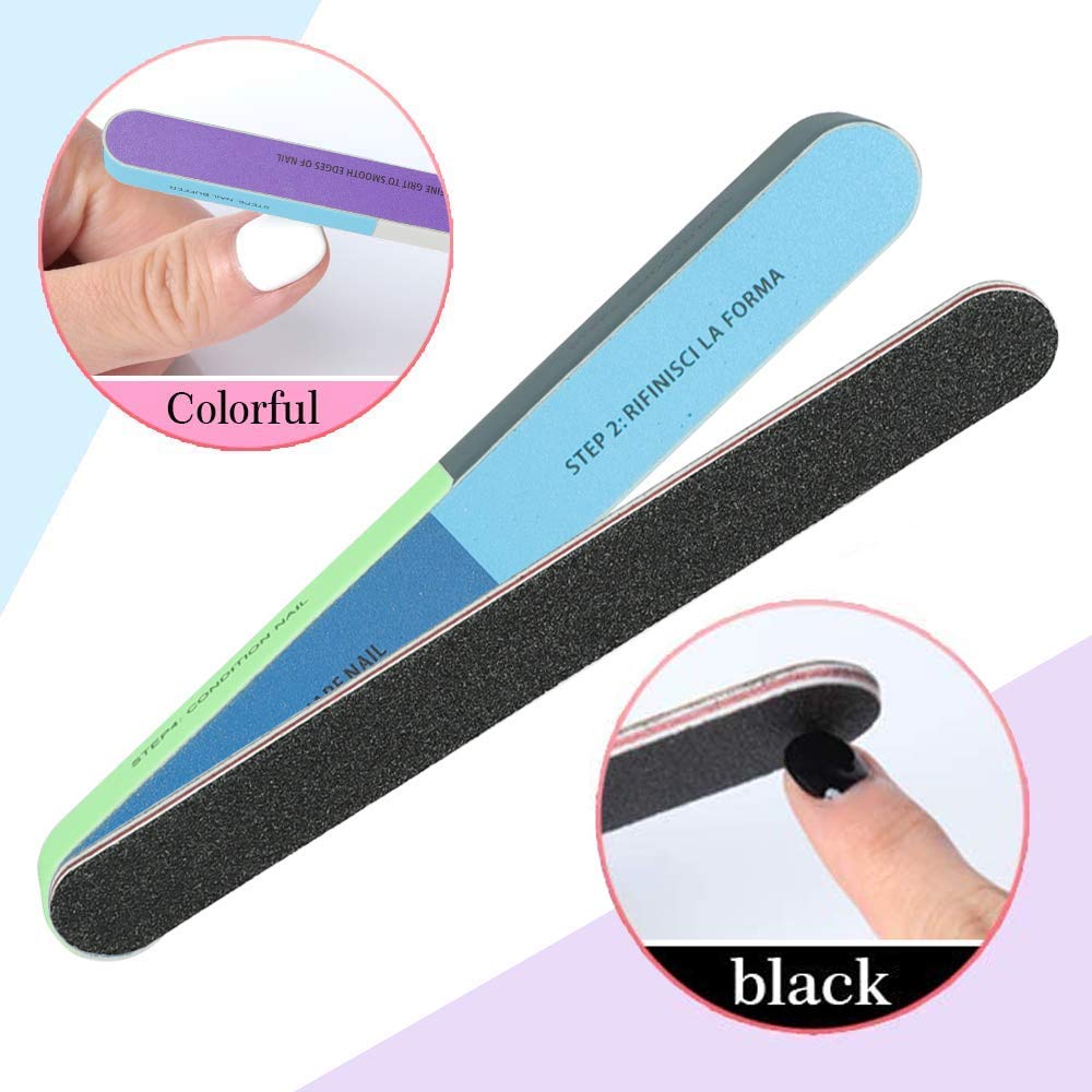 MAYCREATE 10PCS Nail Files, Professional Nail File Set, Curved Fingernail files, 100/180 grit Double-Sided Emery Board Manicure Tools for Home and Salon Use (Blue)