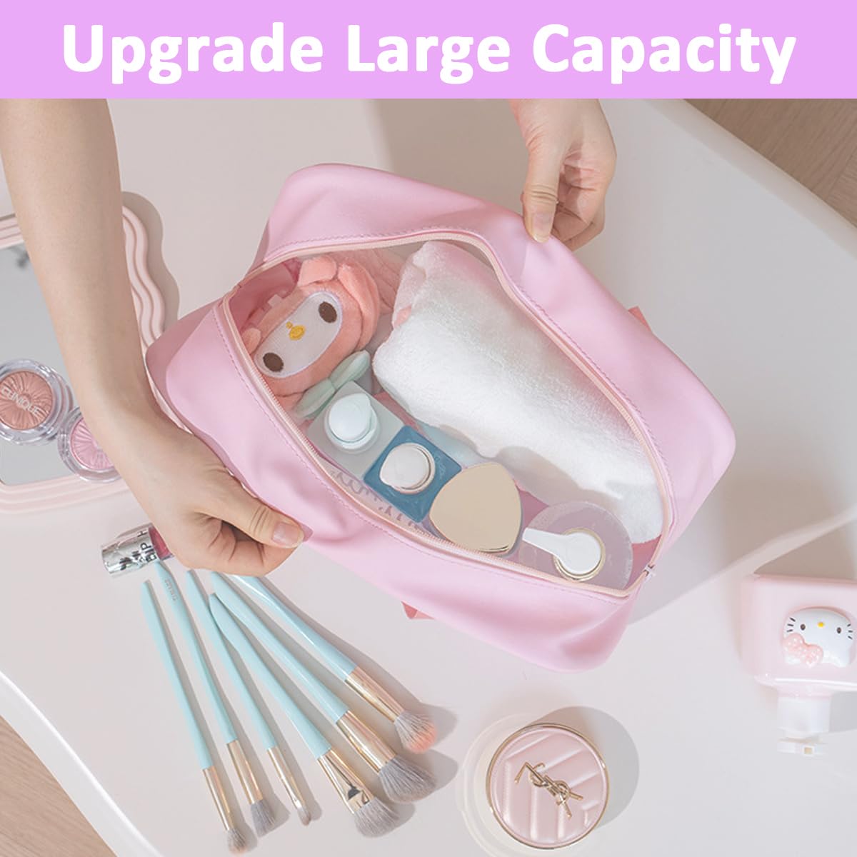 MAYCREATE Toiletry Bag for Women with 25x16x10cm Capacity featuring Waterproof PVC | Cute Kuromi Travel Organizer Set