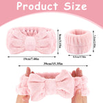 MAYCREATE Face Wash Headband Set for Spa and Makeup with Bowknot Flannel | Pink 2 PCS
