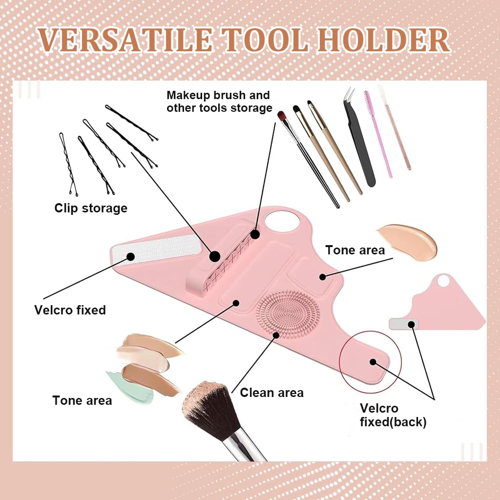 MAYCREATE Multi Makeup Tool Organizer Wristband Professional Makeup Artists Supplies Foundation Palette Wearable Silicone Makeup Assistance Makeup Tool Organizer for Makeup Brushes, Clips