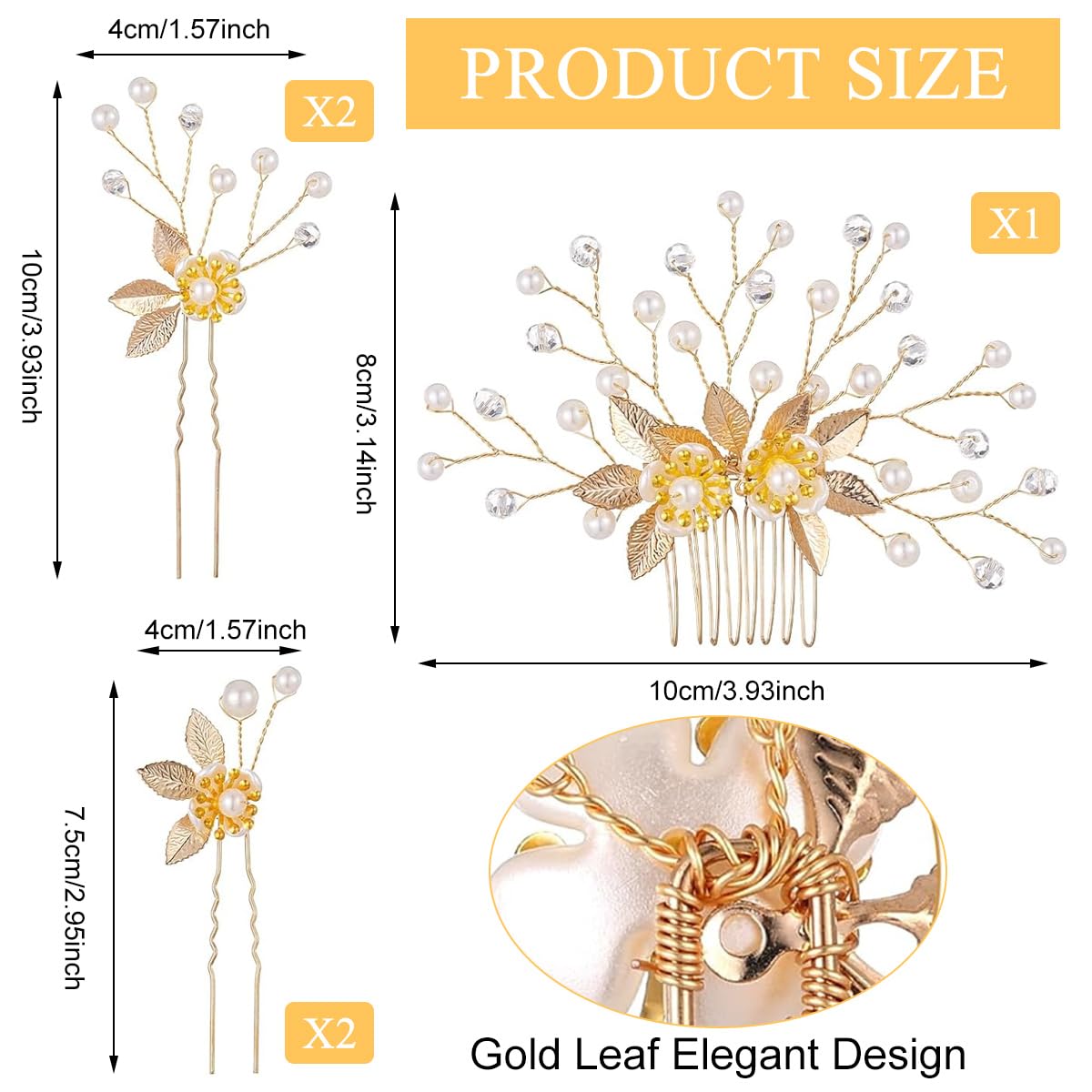 MAYCREATE Wedding Hair Pins for Brides featuring 5Pcs Alloy Pearl Floral Design | Elegant Updo Accessories