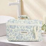 MAYCREATE Makeup Organizer Bag for Travel with Handle 25x15x16cm featuring Floral Cotton Design