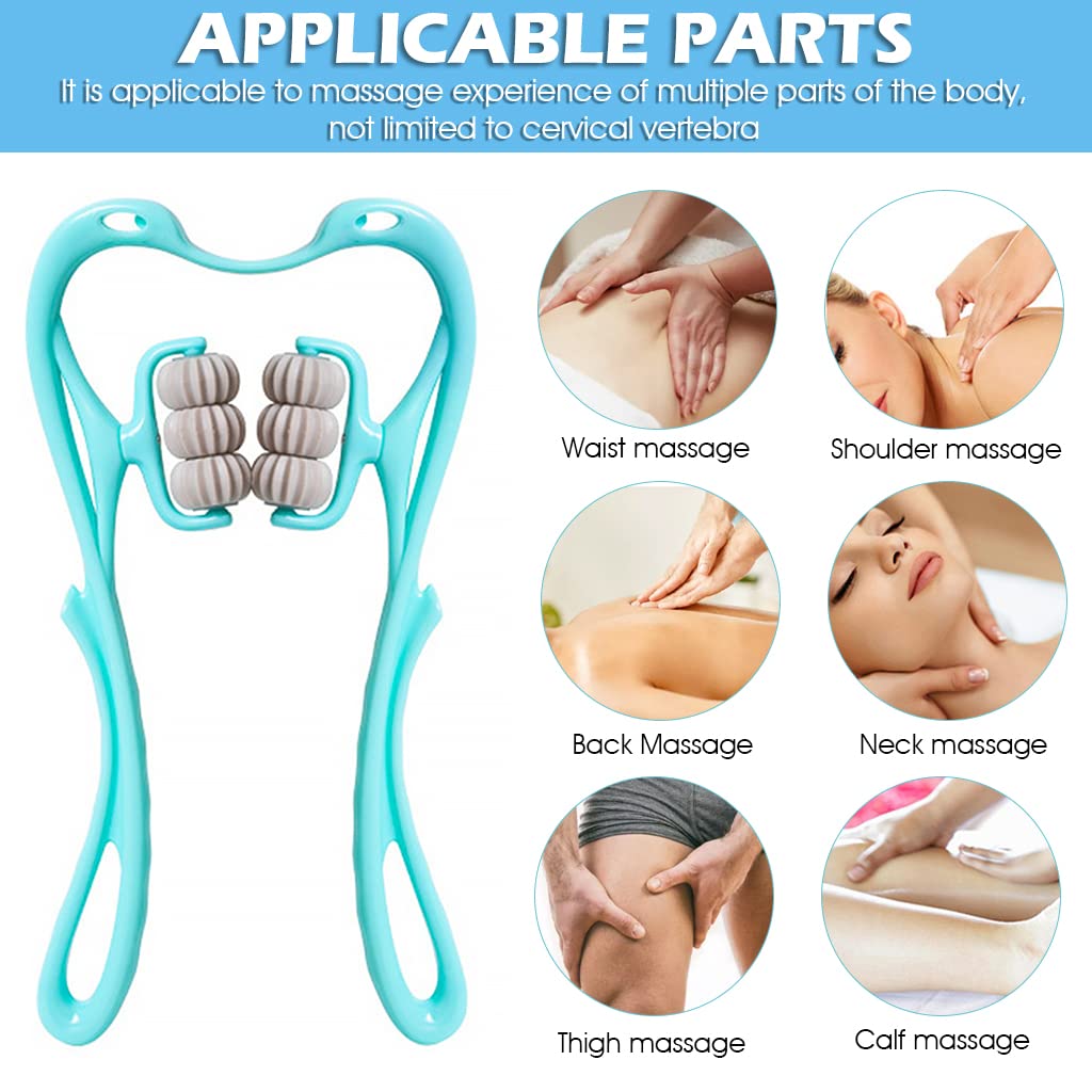 MAYCREATE Neck Massager, 6 Neck Massager Rollers for Pain Relief Manual Roller Massager for Neck, Relaxology Neck Massager Relieve Neck Soreness Muscle Pain