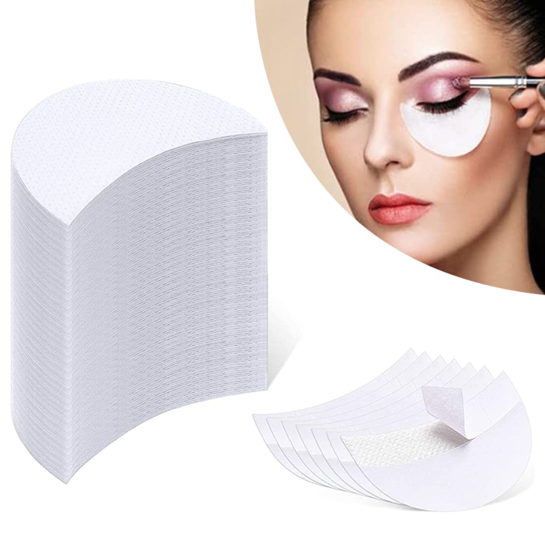 MAYCREATE Eyeshadow Shields for Under Eye Protection with Half Moon Shape 100 Pcs | Lint Free Pads for Makeup and Eyelash Extensions