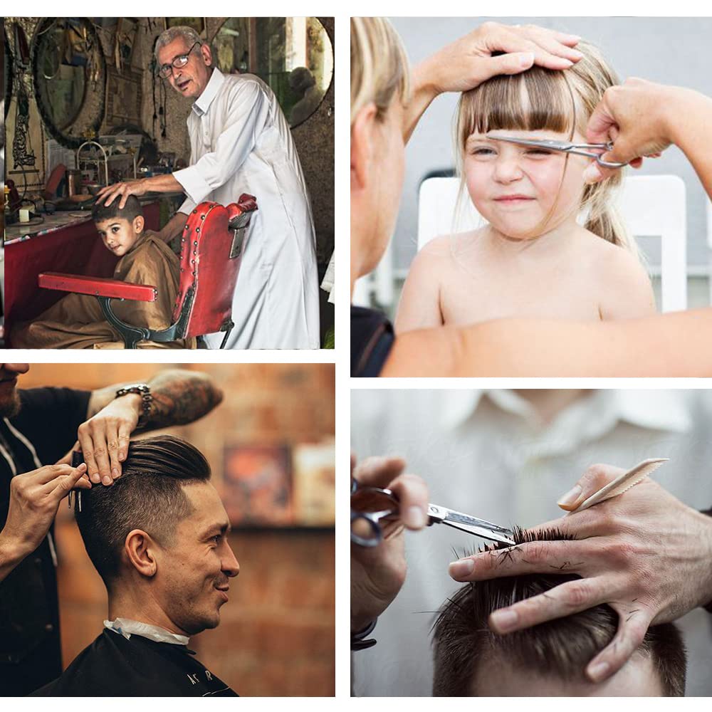 MAYCREATE 10 Pcs Professional Hair Cutting Scissors For Men Hair Dressing Scissors Barber Kit with Hairdressing Scissor for Men Women Adult Kids Home Hair Cut Kit at Home