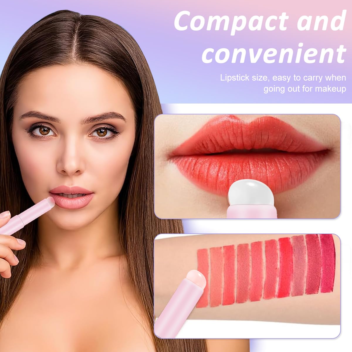 MAYCREATE Lip Applicator Set for Lip Balm and Lipstick with Soft Silicone Brush Head | 3pcs Reusable Makeup Tool