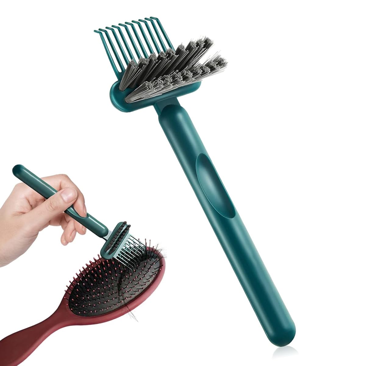 MAYCREATE Hair Brush Cleaning Tool Cleaner Comb, 2-in-1 Hair Detangling Rake Brush Tangled Hair Remover Tool for Removing Hair Dust, Home or Salon Use