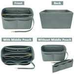 MAYCREATE Women Felt Purse Organizer Insert for Handbag, Felt Bag organizer with zipper for Handbag Tote Bag Storage Purse Divider, Grey