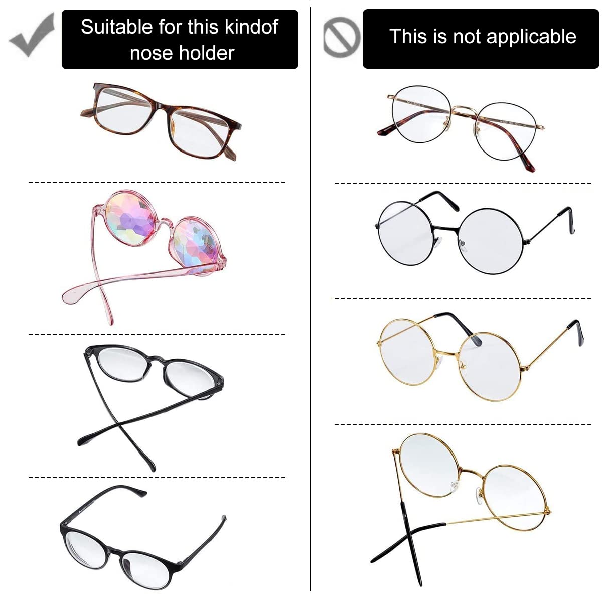 MAYCREATE 12 Pairs Eyeglass Nose Pads, Anti-Slip Silicone Glasses Nose Support Pads Replacement, Anti-Slip Air Chamber Nose Pads for Full Plastic Frames, White