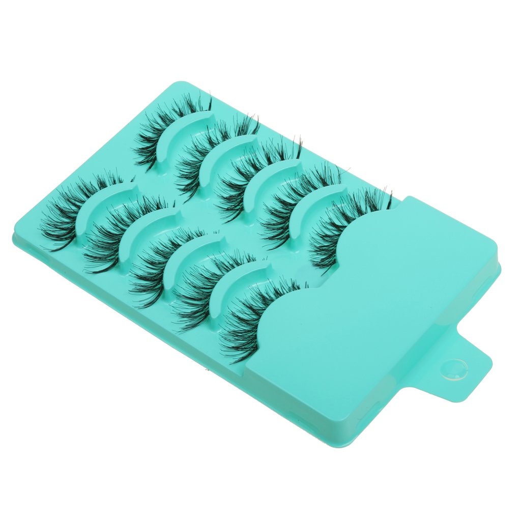 MAYCREATE 5 Pairs Beauty Makeup Handmade Messy Cross Style False Eyelashes Green