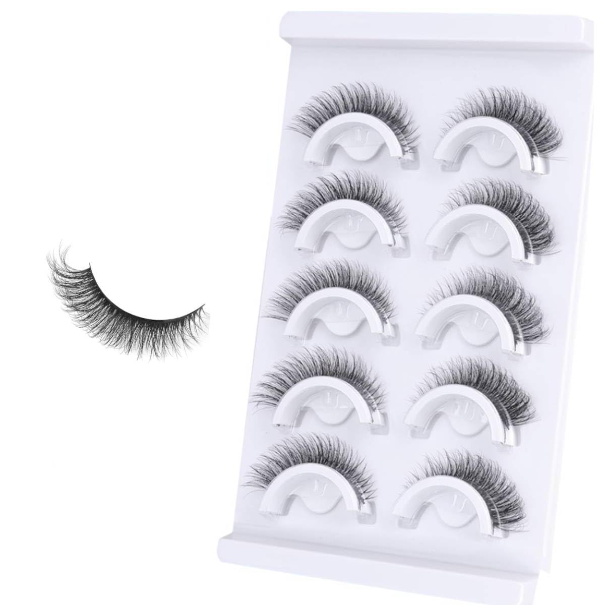MAYCREATE Self Adhesive Eyelashes for Natural Cat Eye Look with Invisible Band | 5 Pair Reusable Faux Mink