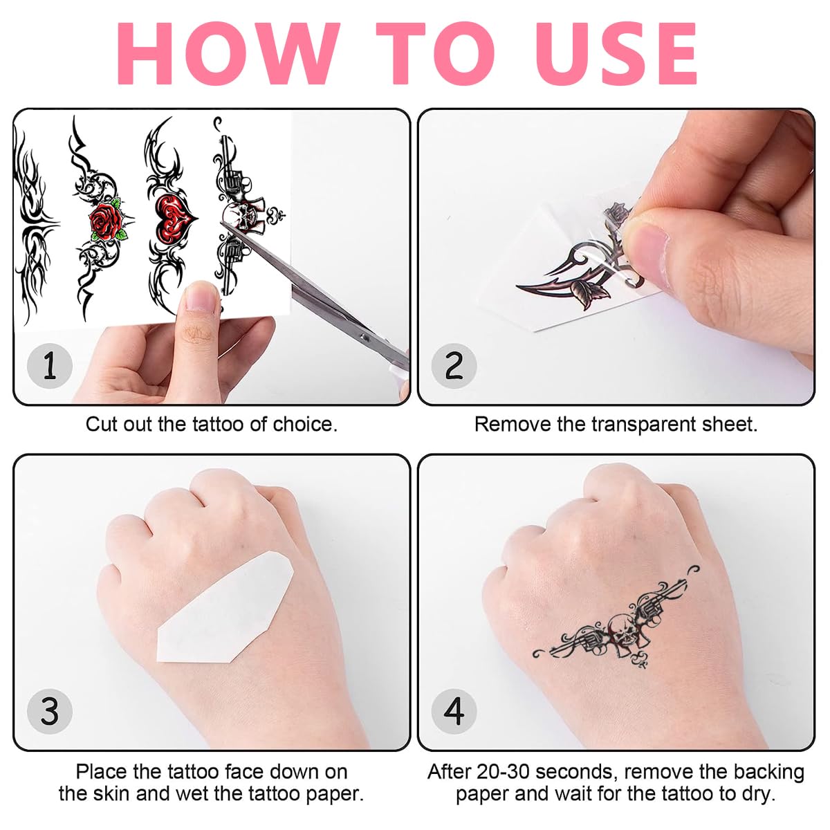 MAYCREATE Temporary Tattoo Stickers for Women featuring 8 Sheets 14.8x21cm Waterproof Designs