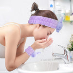 MAYCREATE Kuromi Spa Headband for Skincare with Elastic Plush 3Pcs Set | Face Wash & Makeup