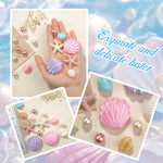 MAYCREATE Seashell Shoe Charm Set for Clogs with 17 Pieces featuring Glossing Resin Design