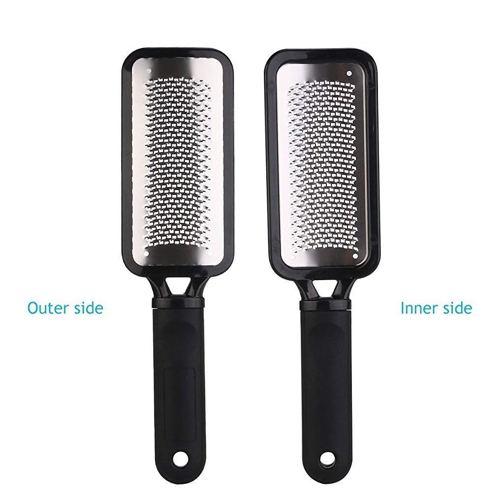 MAYCREATE® Leg Heel Foot Scrubber for Dead Skin Stainless Steel Exfoliating Cleaner File Callus Remover for Cracked Heels Pedicure Kit Very Sharp Big 11 x 3 inch 2PCS