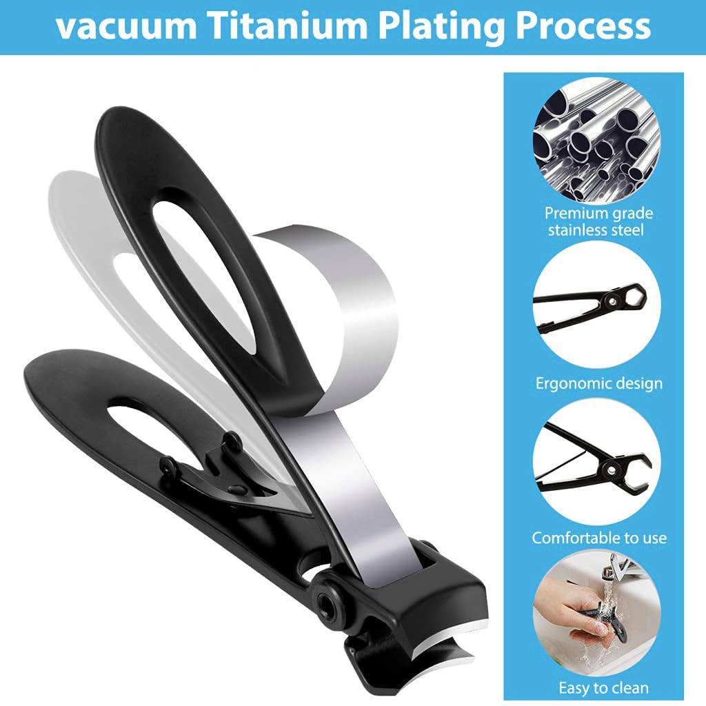 MAYCREATE Nail Cutter for Adults with Nail File, Nail Clipper Stainless Steel Nail Trimmer for Tough Nails Thick Nails, Anti-splash Manicure Kit