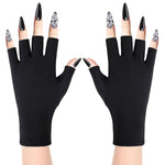 MAYCREATE Nylon Anti Uv Gloves For Gel Nail Lamp,Professional Upf50+ Uv Protection Gloves For Women Manicures,Nail Art Skin Care-Stretchy&Fingerless,Protect Hands From Uv Harm (Black),Pack of 2