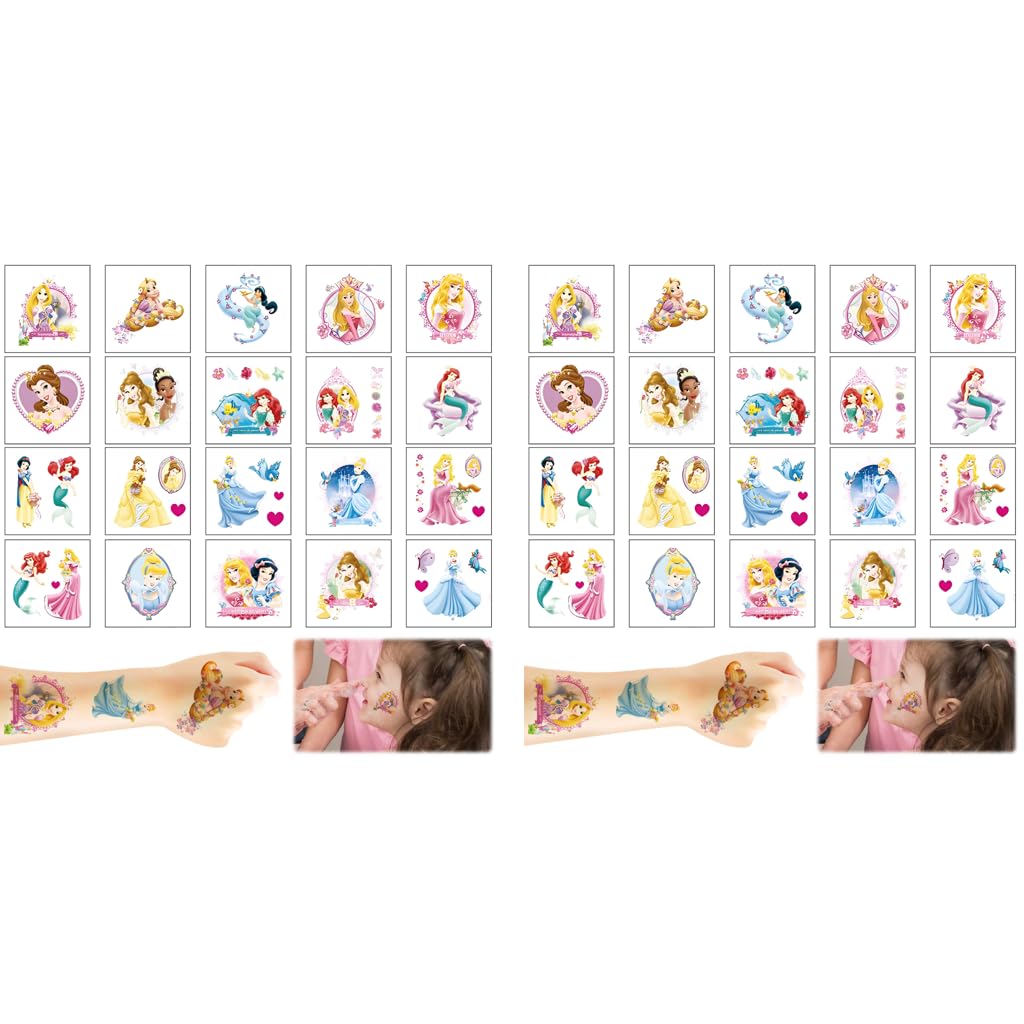 MAYCREATE Princess Temporary Tattoos for Kids with Waterproof Design 20 Sheets | 40 PCS