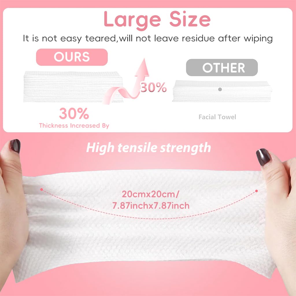 MAYCREATE Disposable Towels for Face and Skin Care 142 Count with Hanging Loop | 100% Cotton